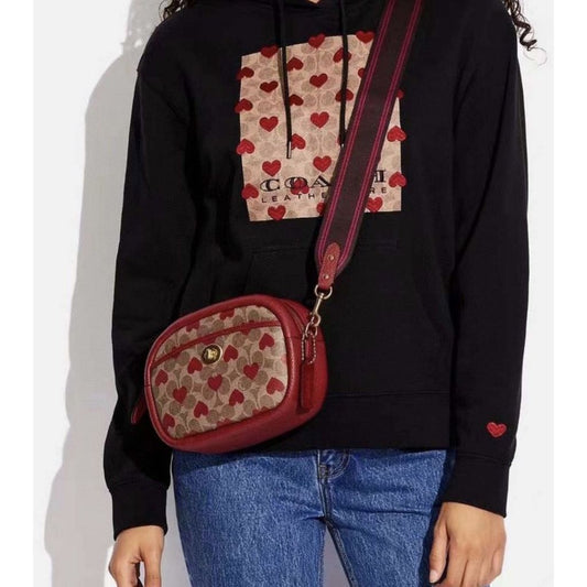 ORIG Preloved CCH Camera Small Khaki/Red Bag Thick Strap