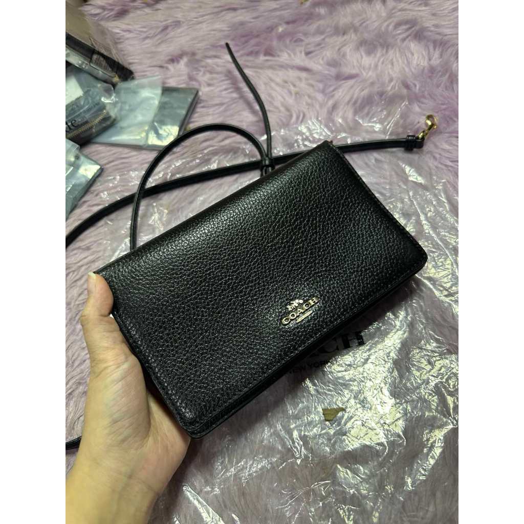 ORIG Preloved CCH Anna Foldover Clutch Crossbody Slim Black Bag