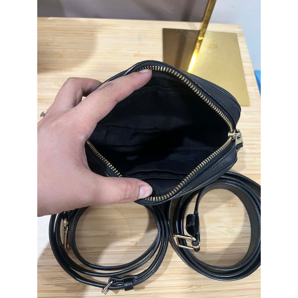 ORIG Preloved CCH  Black Pebbled Leather Convertible Belt Mini Bag