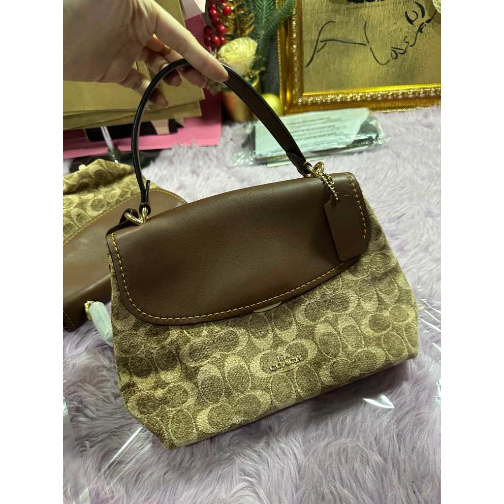 ORIG & IMPORTED CCH Emory Top Handle Tan Brown Bag In Signature Chenille