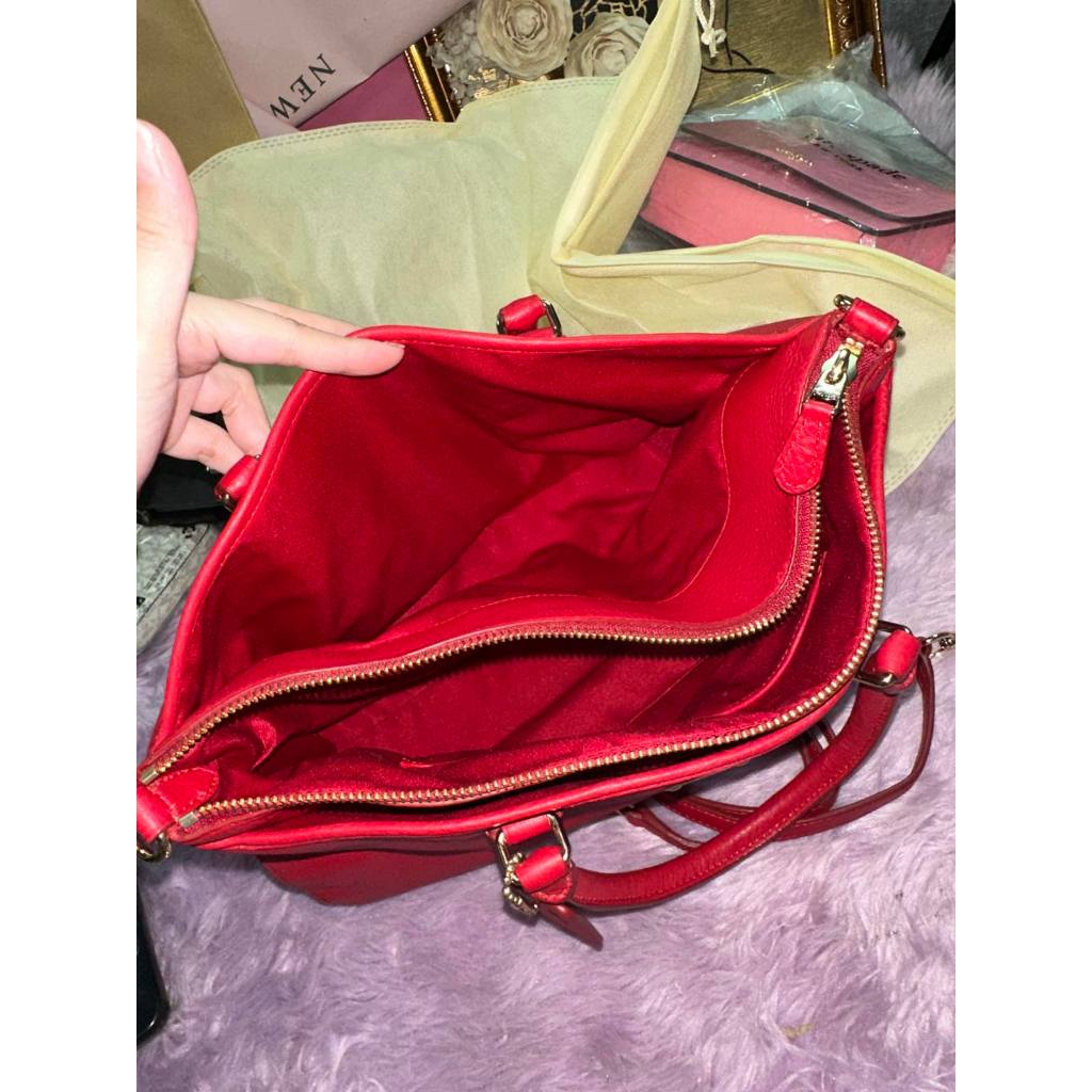 ORIG Preloved CCH Morgan Pebbled Leather Satchel Handbag Red Bag