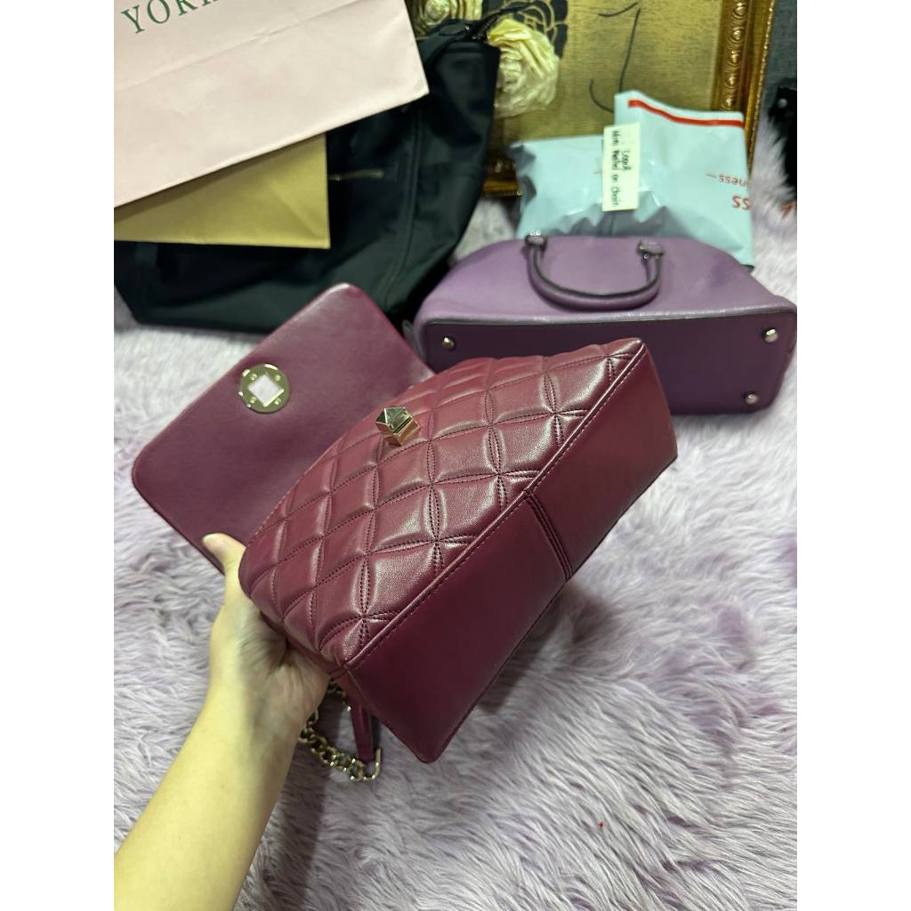ORIG Preloved KS Natalia Small Flap Crossbody Maroon Red Bag