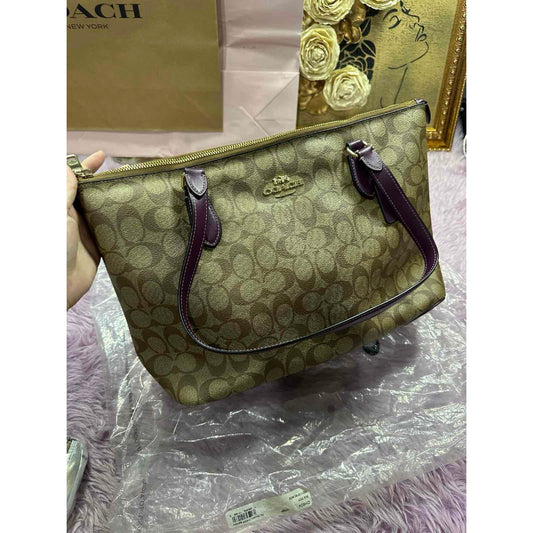 ORIG Preloved CCH gallery large tote bag in Khaki Brown/Berry