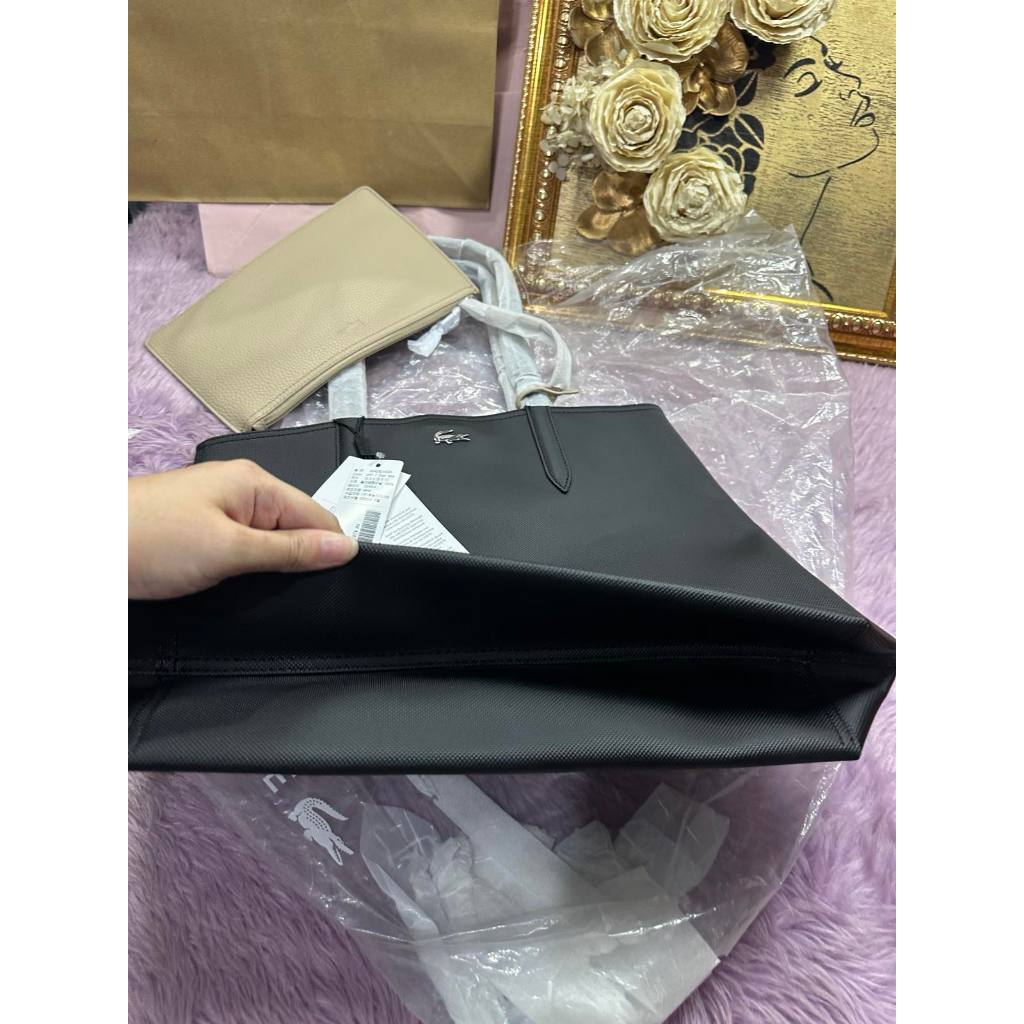 ORIG & IMPORTED LCT Anna Reversible Vertical Tote Black/Beige Bag with Removable Pouch