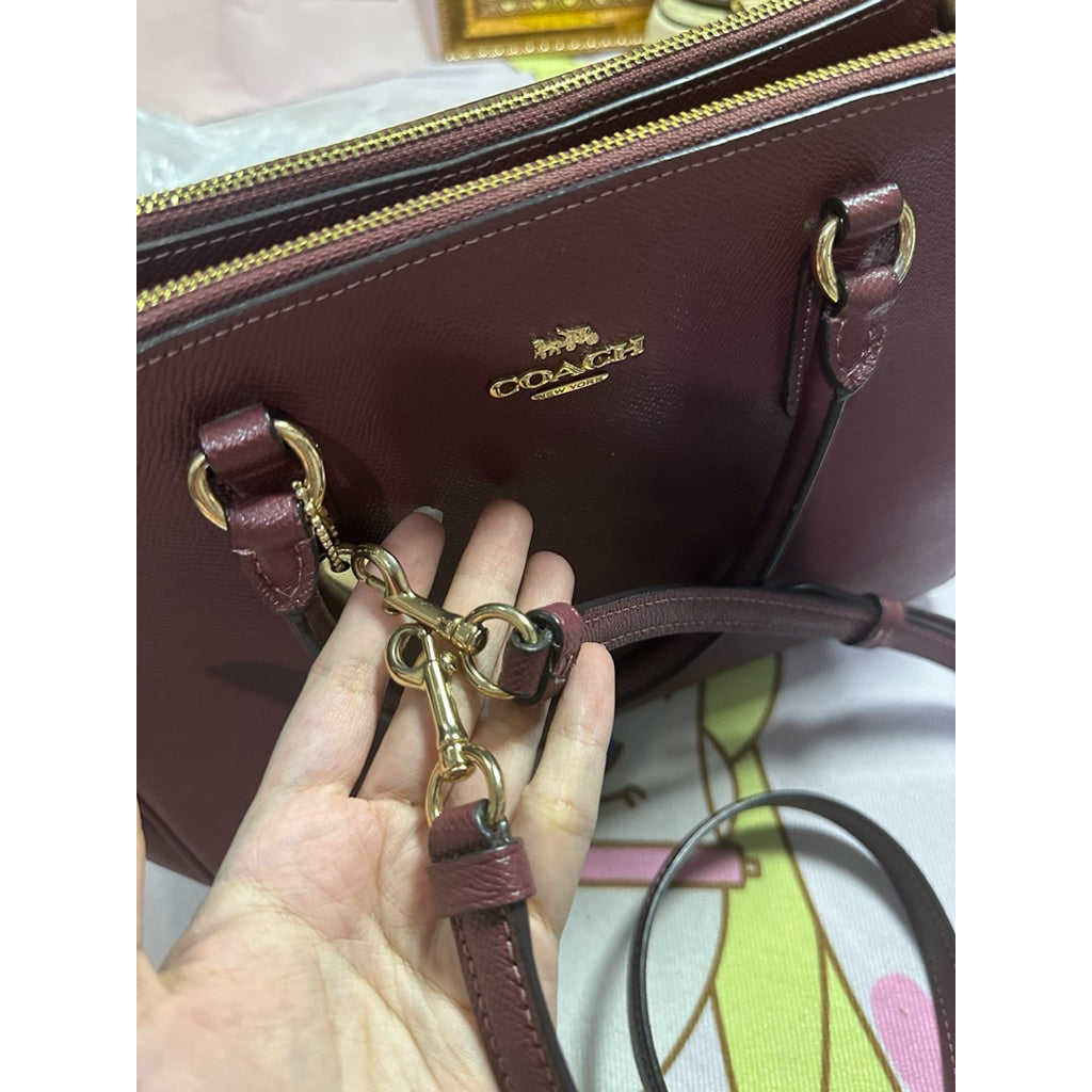 ORIG Preloved Coach Surrey Carryall Medium Satchel Wine Red Bag