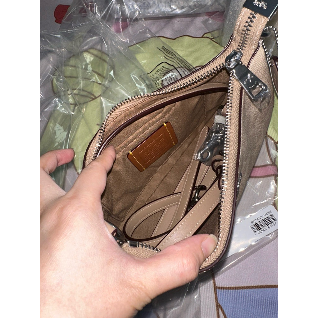 ORIG & IMPORTED Coach Teri Shoulder Sand/Taupe Bag In Signature Canvas