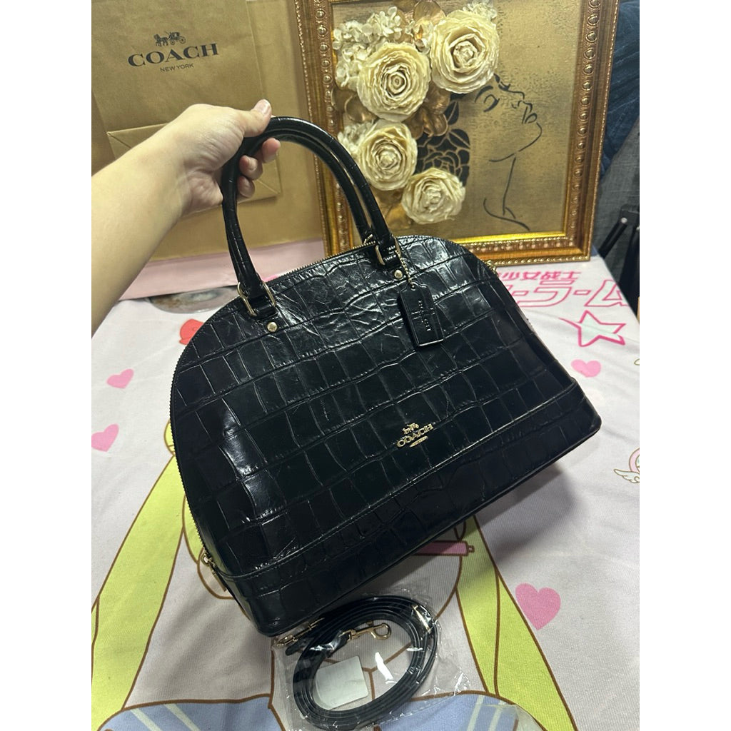 ORIG Preloved CCH Sierra Satchel Large Dome Black Croc Bag