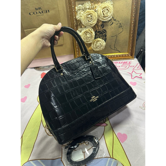 ORIG Preloved CCH Sierra Satchel Large Dome Black Croc Bag