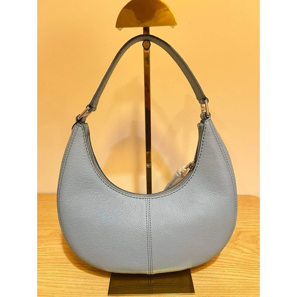ORIG & IMPORTED MJ Small Leather Crescent Shoulder Hobo Blue Bag
