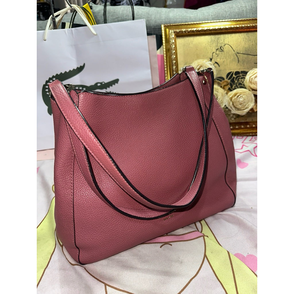 ORIG Preloved KS Leila Medium Triple Compartment Shoulder Bag Tote in Pink Pomegranate