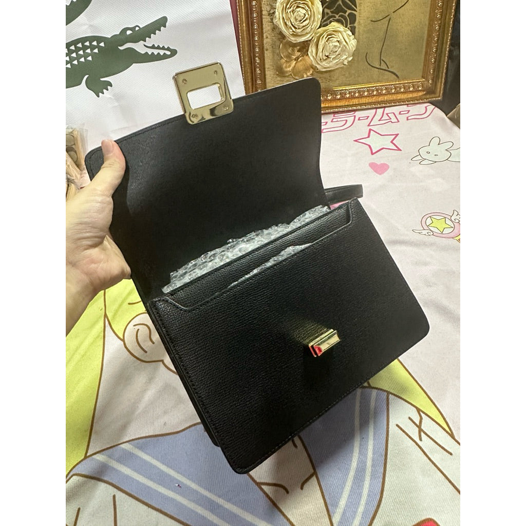 ORIG & IMPORTED KS Phoebe Turnlock Flap Shoulder Black Bag