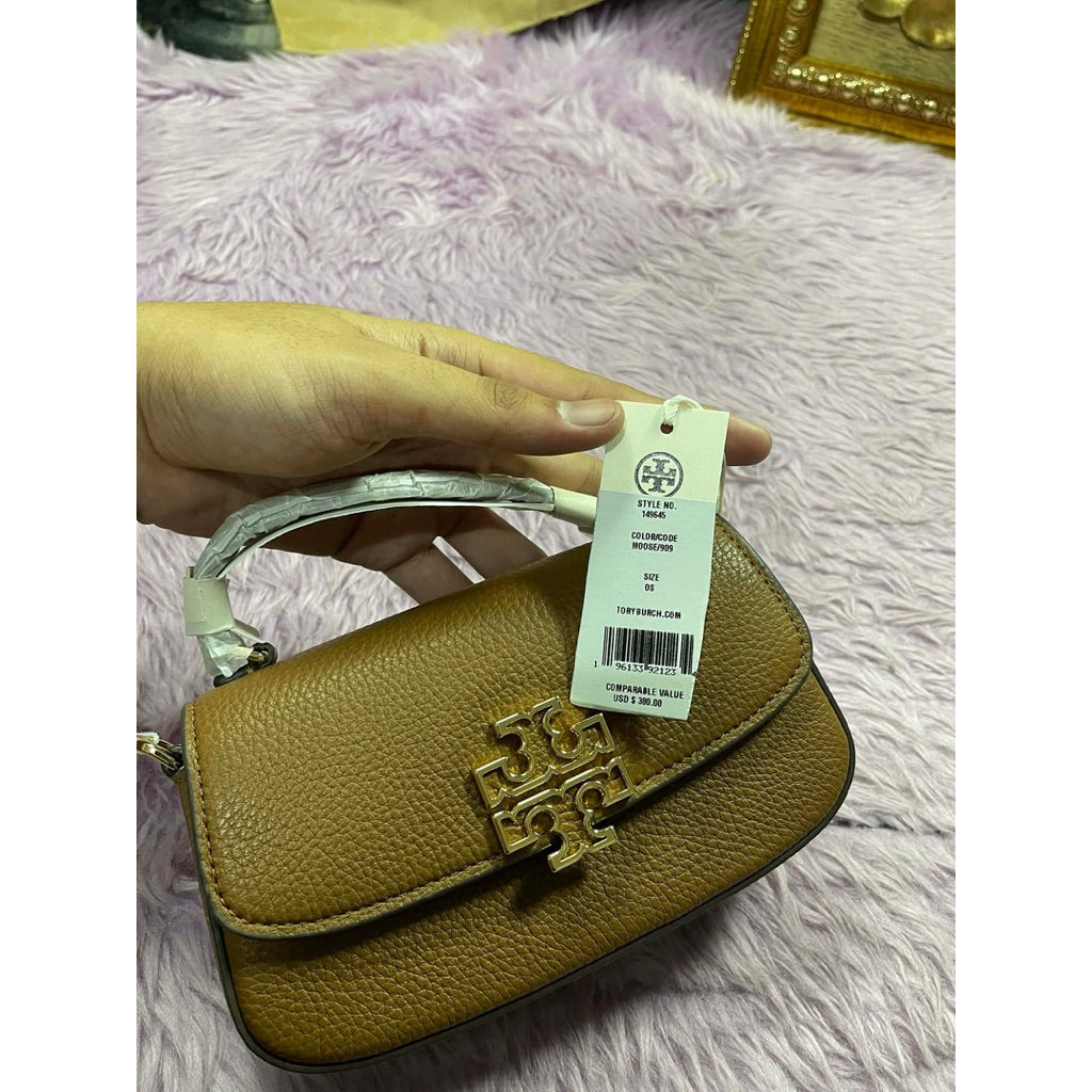 ORIG & IMPORTED TB Britten Mini Top handle Leather Bag Moose brown