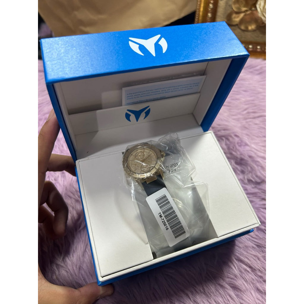 ORIG & IMPORTED Technomarine Sea 36mm TM-725016 Lady's Watch Gold Dial Silicone Band