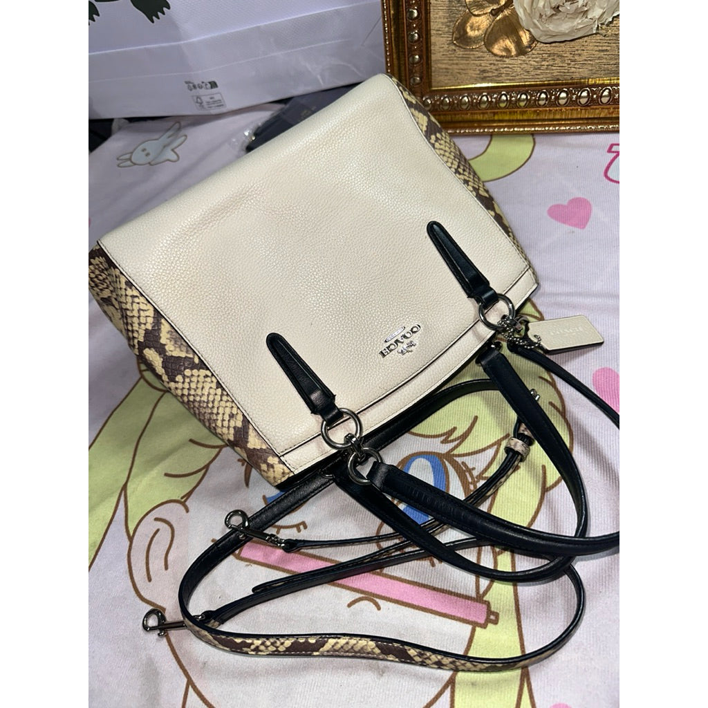 ORIG Preloved CCH Minetta Crossbody Bag with snake embossed trim white bag