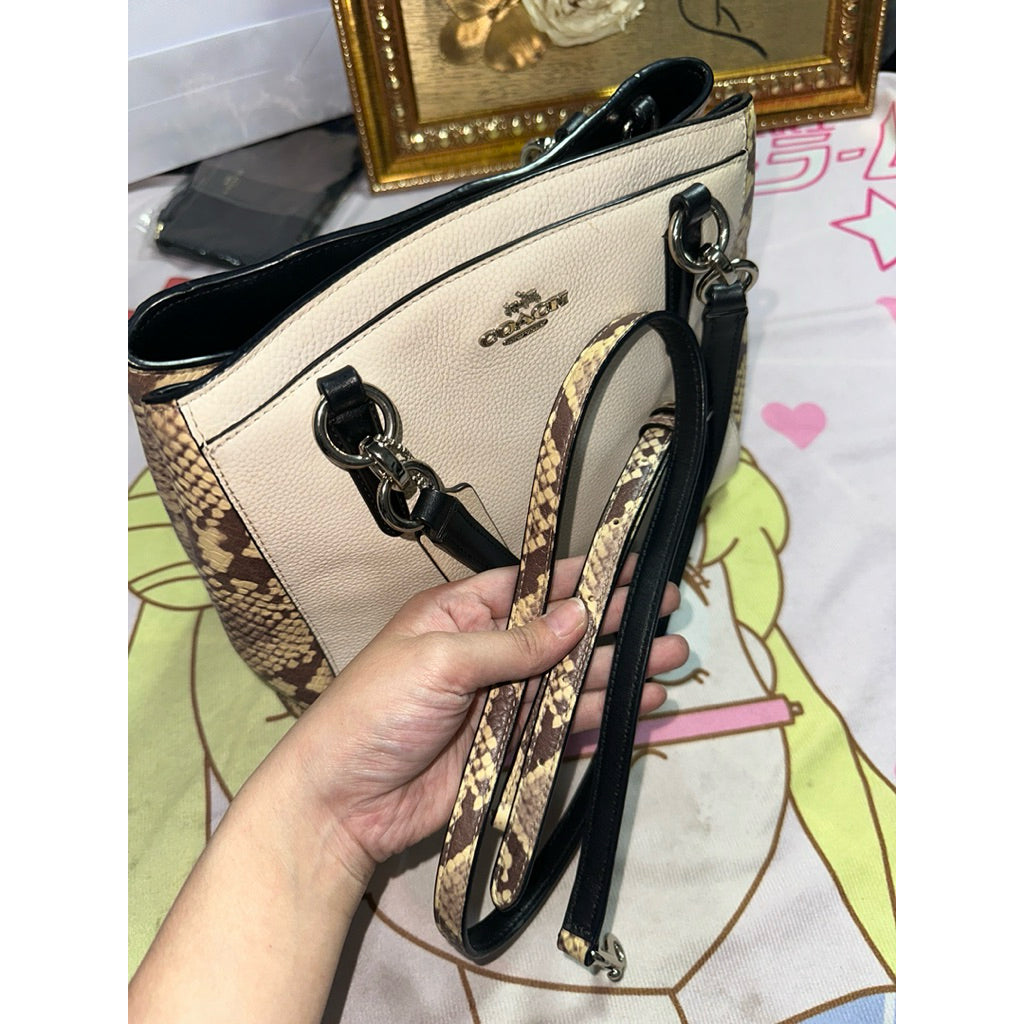 ORIG Preloved CCH Minetta Crossbody Bag with snake embossed trim white bag