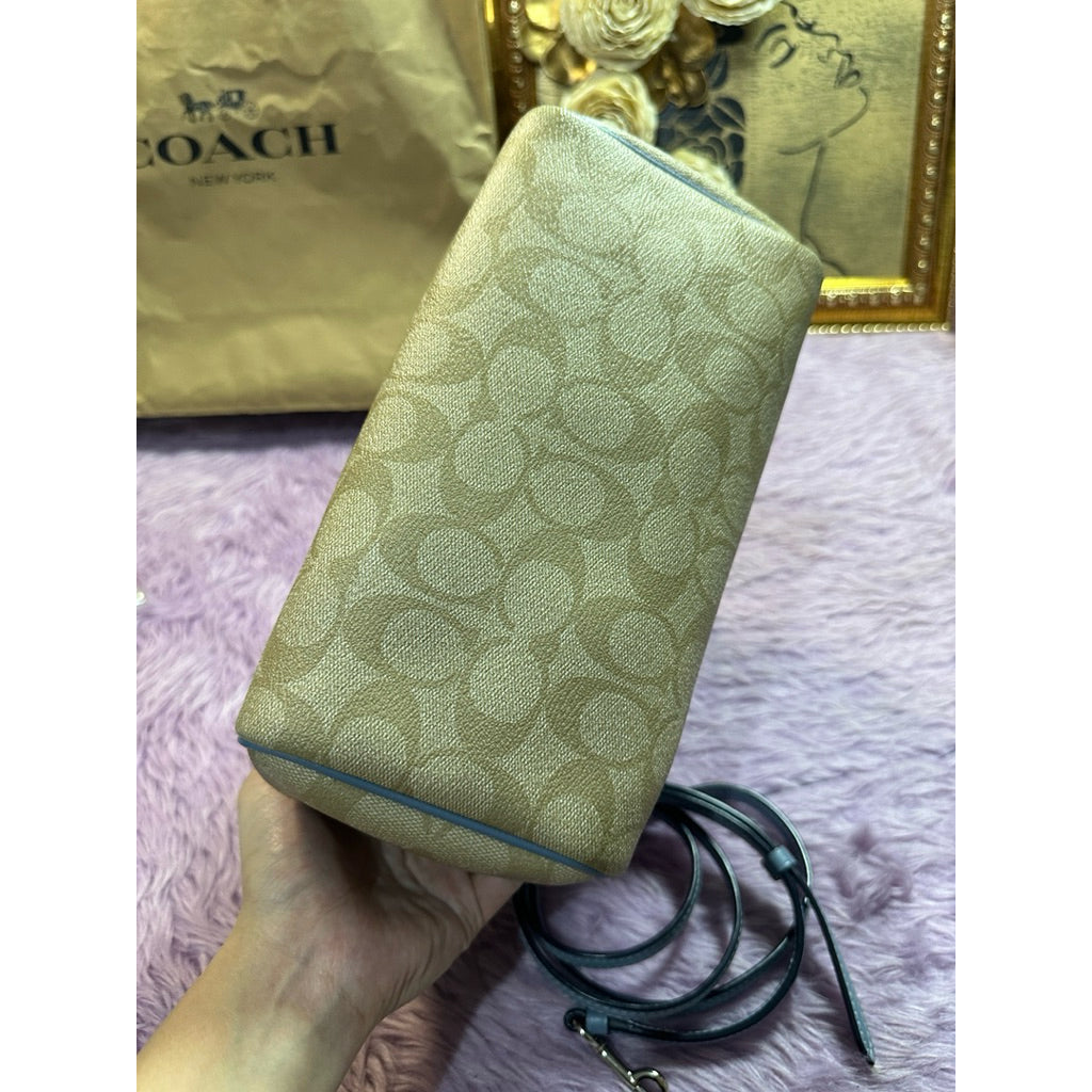 ORIG Preloved CCH Mini Bennett In Light Khaki/Blue Satchel Bag