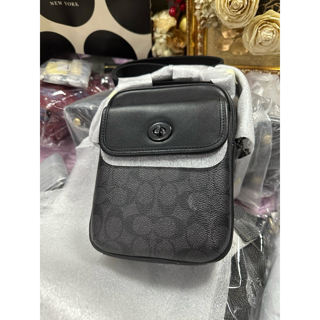 ORIG & IMPORTED CCH Turnlock Men's Crossbody Black Bag In Signature Canvas