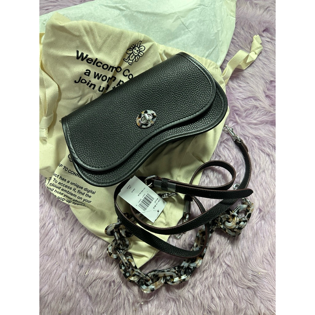 ORIG & IMPORTED Retail CCH Wavy Dinky Black Shoulder Bag In Coachtopia Leather