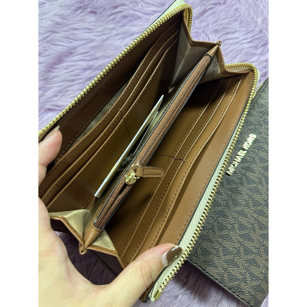 ORIG & IMPORTED MK Long Quarter-Zip Wallet Brown/Vanilla White/Pink