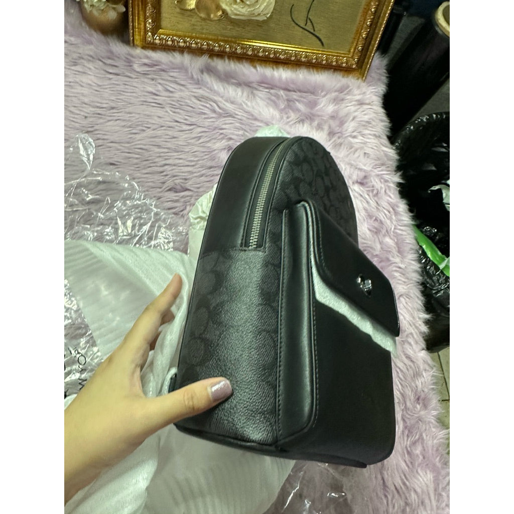 ORIG & IMPORTED CCH Turnlock Sling Pack Men Black Body Bag In Signature Canvas