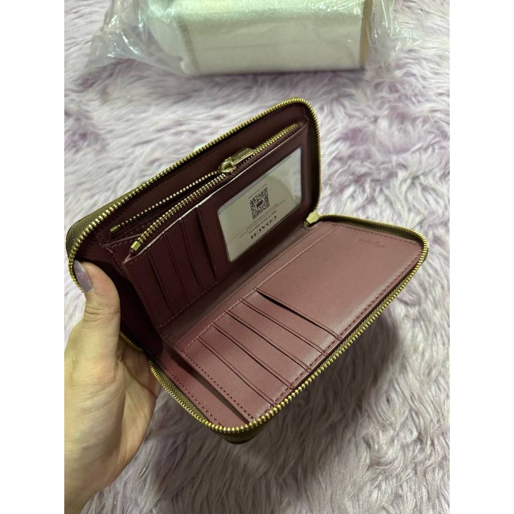 ORIG & IMPORTED CCH Medium Id Zip Wallet In Signature Canvas Varsity Stripe Brown/White/Pink