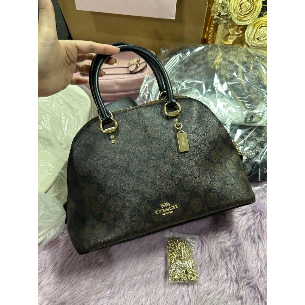 ORIG Preloved CCH Katy Satchel Dome Bag In Signature Canvas in Brown