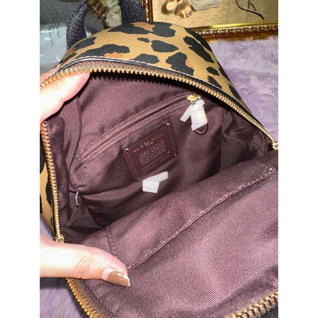 ORIG Preloved CCH Mini Charlie Backpack With Leopard Print Brown Small Bag