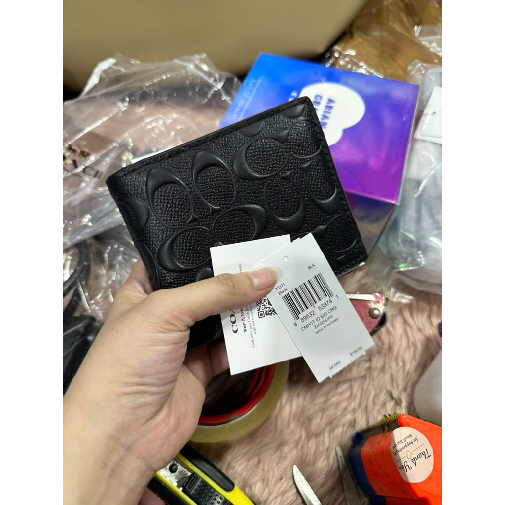 ORIG & IMPORTED CCH Compact ID 3-in-1 Wallet for Men in Signature Leather Black