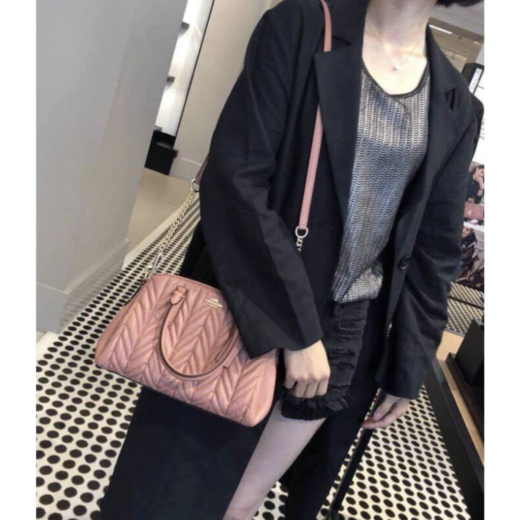 ORIG Preloved RARE CCH Mini Sage Carryall Satchel Small Pink Quilted Bag
