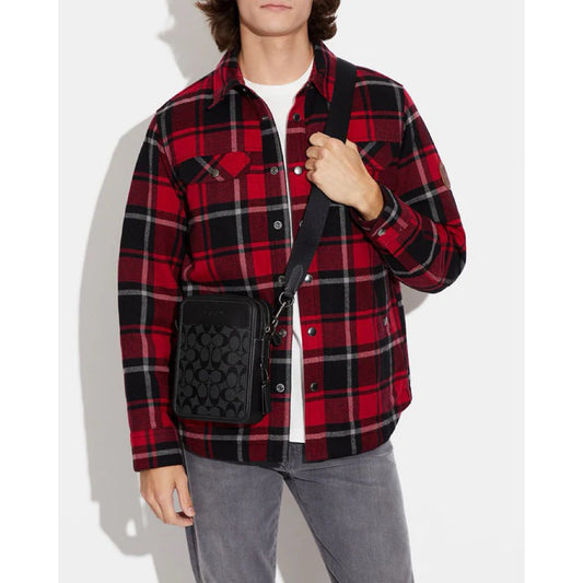 ORIG & IMPORTED CCH Sullivan Crossbody Men's Bag In Signature Canvas BLACK & MAHOGANY/BROWN