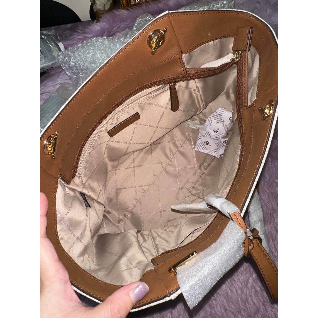 ORIG & IMPORTED MK Jet Set Large White Signature Logo Tote Bag