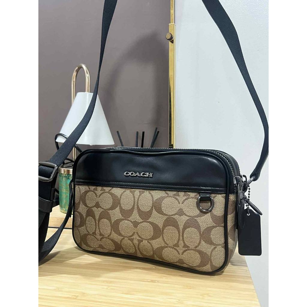 ORIG Preloved CCH Graham Crossbody In Signature Canvas Khaki Black Men Bag
