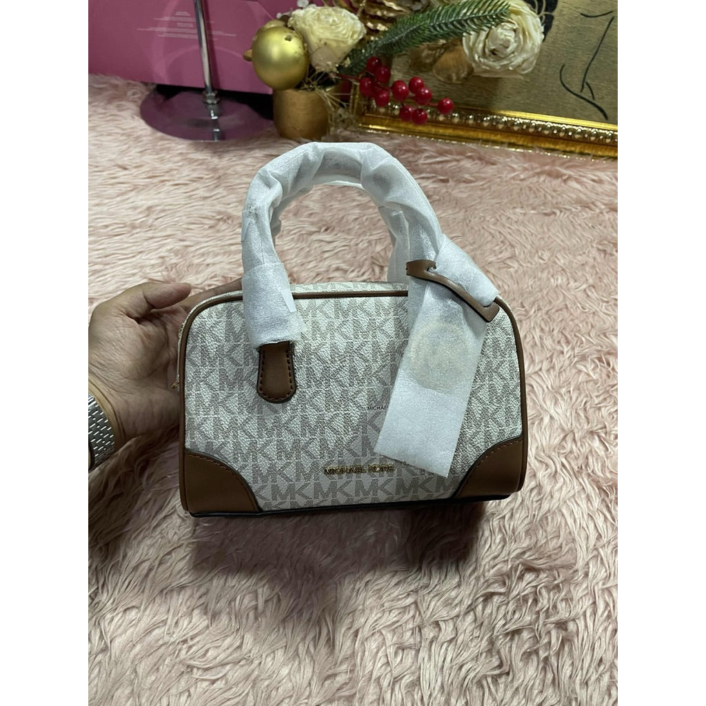 ORIG & IMPORTED MK Thompson Extra-Small Signature Logo Convertible Satchel Brown/White Bag