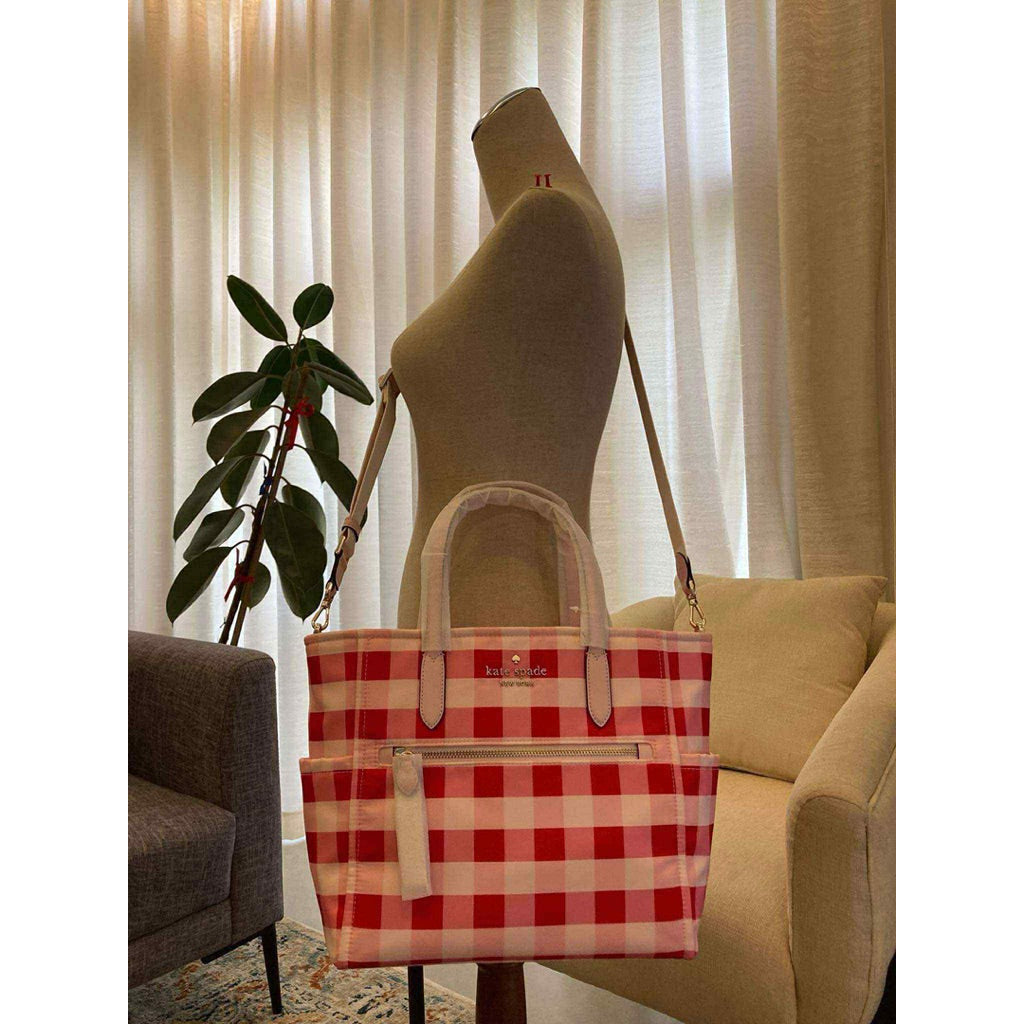 ORIG Preloved KS Chelsea Gingham Medium Satchel Nylon Pink Bag