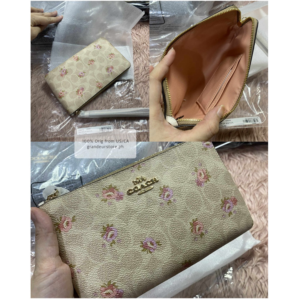 ORIG & IMPORTED CCH Large Corner Zip Wristlet Phone Wallet In Signature Canvas Brown/Khaki