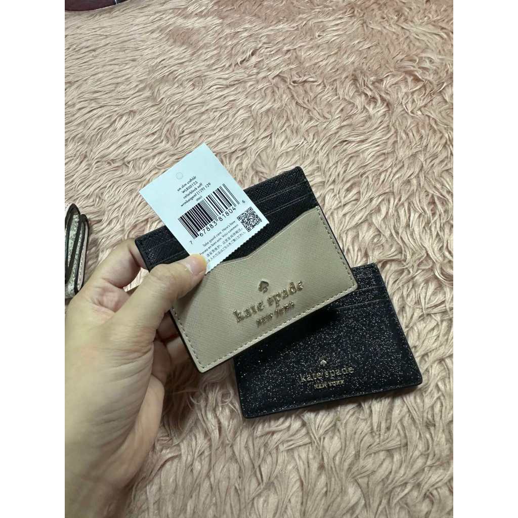 ORIG Preloved KS Staci Clolorblock Slim Card Holder Small Beige Wallet