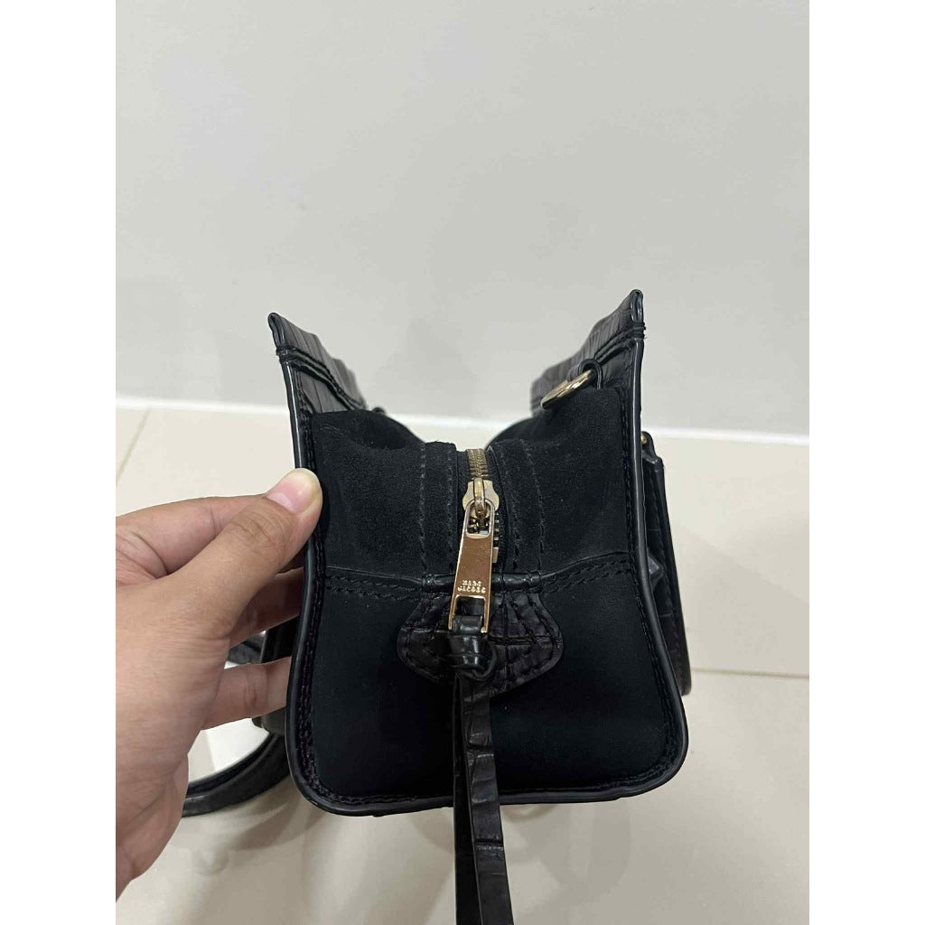 ORIG Preloved MJ Croc-Embossed Mini Cruiser Satchel Black Bag