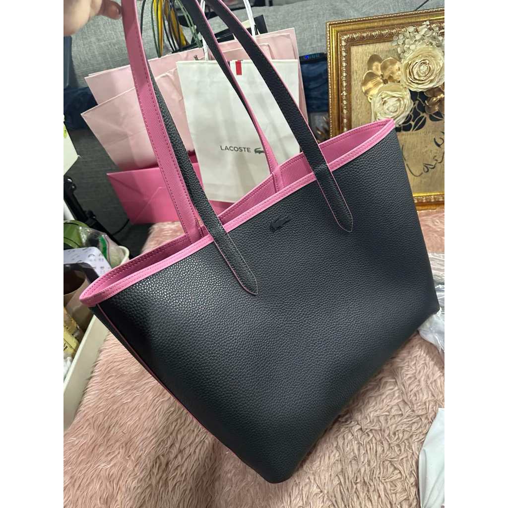 ORIG Preloved LCT Anna Reversible Tote Pink/Black Bag with Pouch