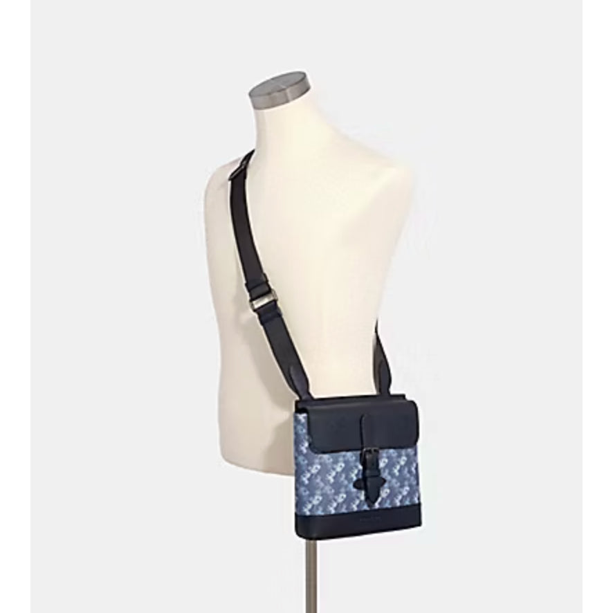ORIG Preloved CCH Hudson Men Crossbody Blue Bag with horse print