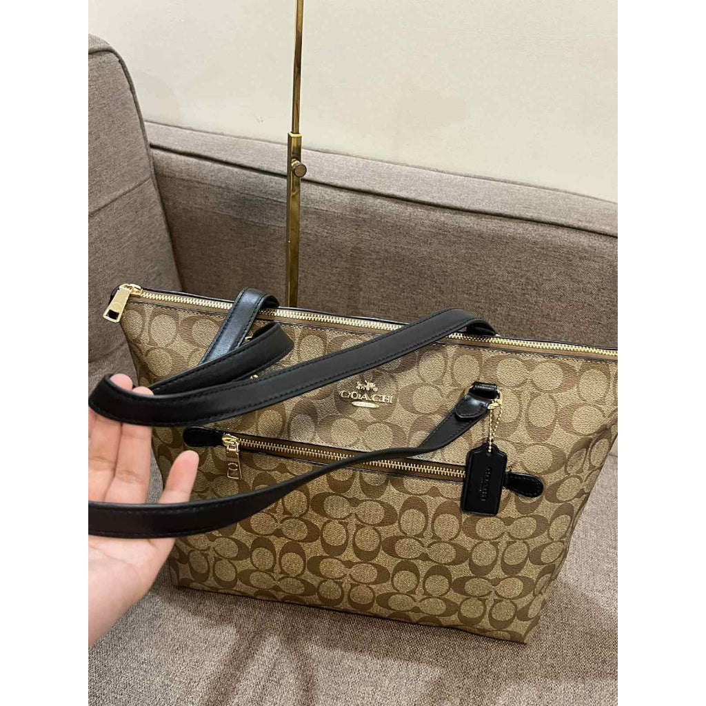 ORIG & IMPORTED CCH Gallery Tote Khaki Black Bag In Signature Canvas