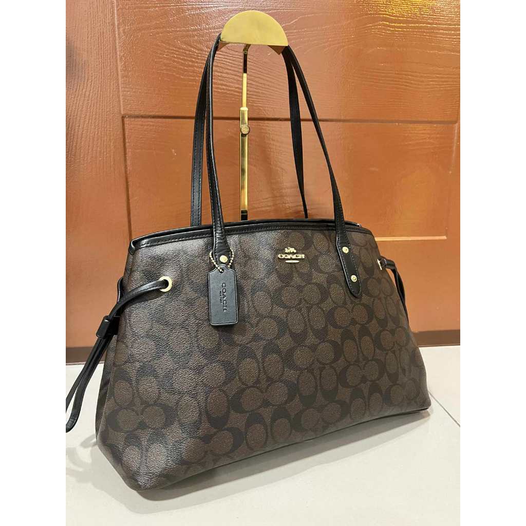 ORIG Preloved CCH Drawstring Carryall Tote Shoulder Bag Brown