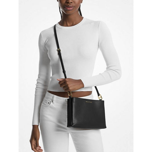 ORIG Preloved MK Trisha Medium Pebbled Leather Crossbody Black Bag