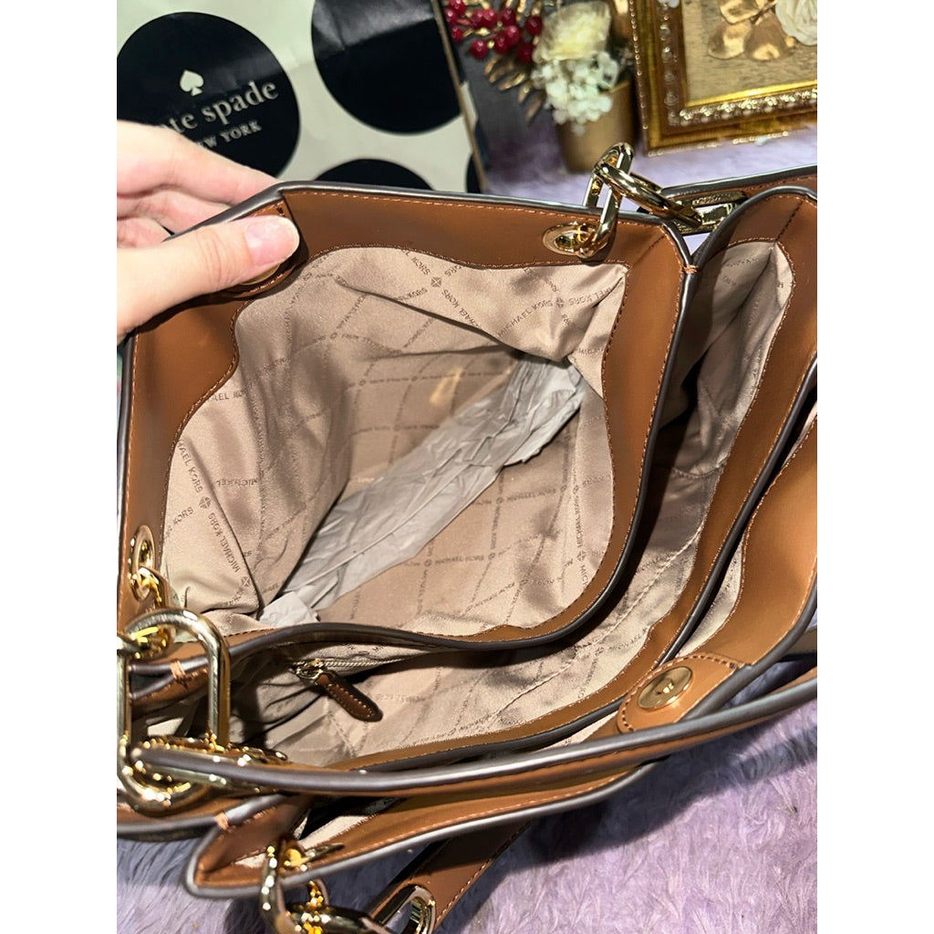 ORIG & IMPORTED MK Trisha Large Logo Shoulder Tote Bag in Brown