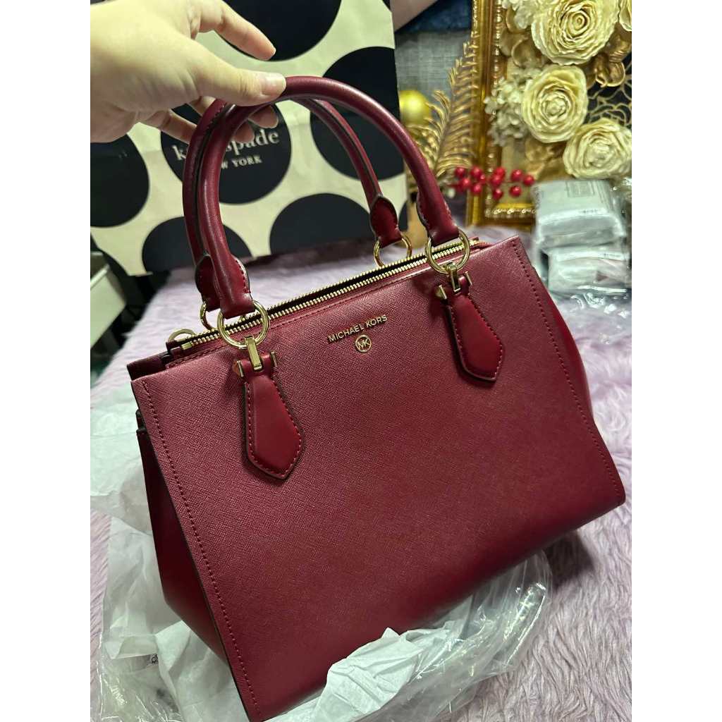 ORIG & IMPORTED MK Retail Marilyn Medium Saffiano Leather Satchel Red Bag