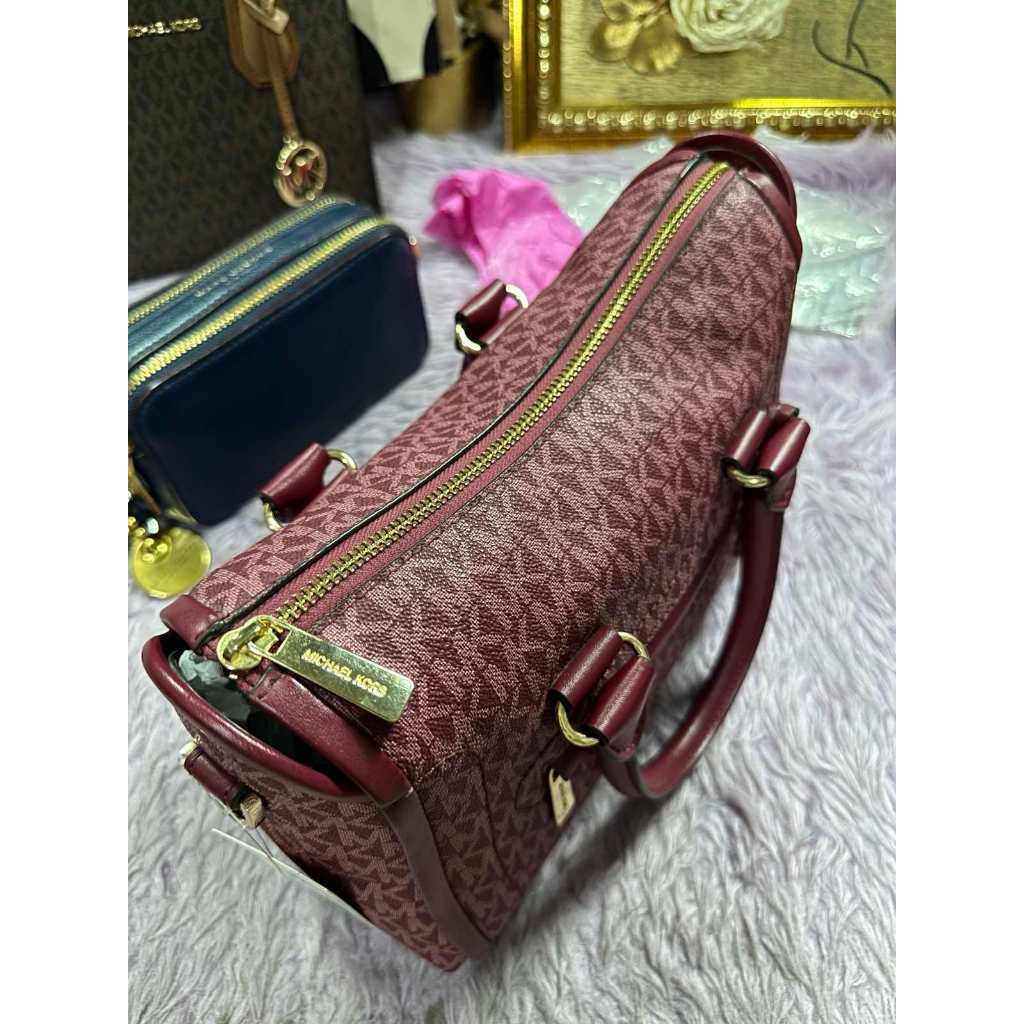 ORIG Preloved MK Carine Medium Logo Satchel Maroon Bag