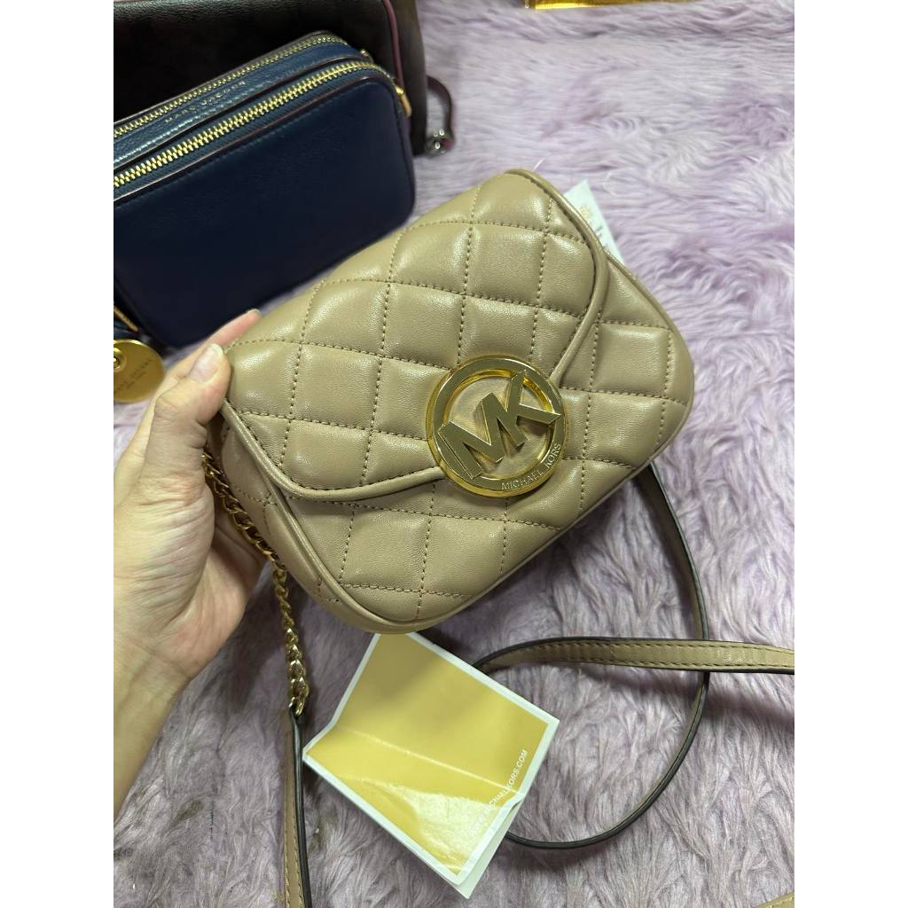 ORIG Preloved MK Fulton Small Quilted Leather Beige Crossbody Bag