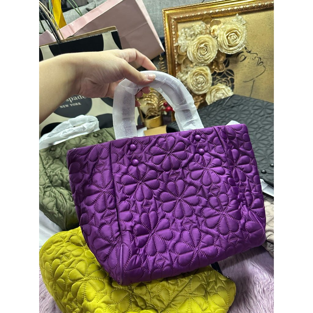 ORIG & IMPORTED KS Retail Tilly Quilted Small Tote Nylon Purple/Black/Pink/Brown/Green Bag