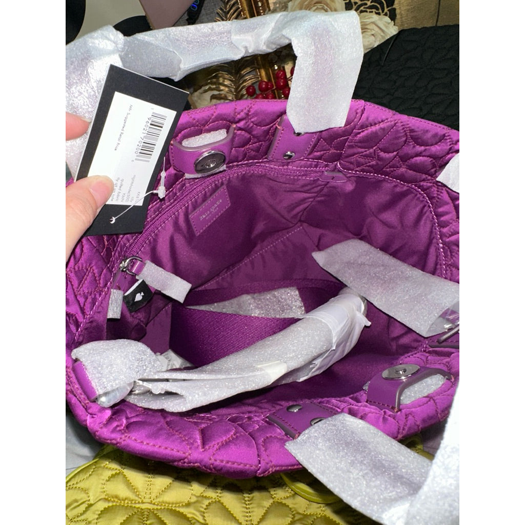 ORIG & IMPORTED KS Retail Tilly Quilted Small Tote Nylon Purple/Black/Pink/Brown/Green Bag