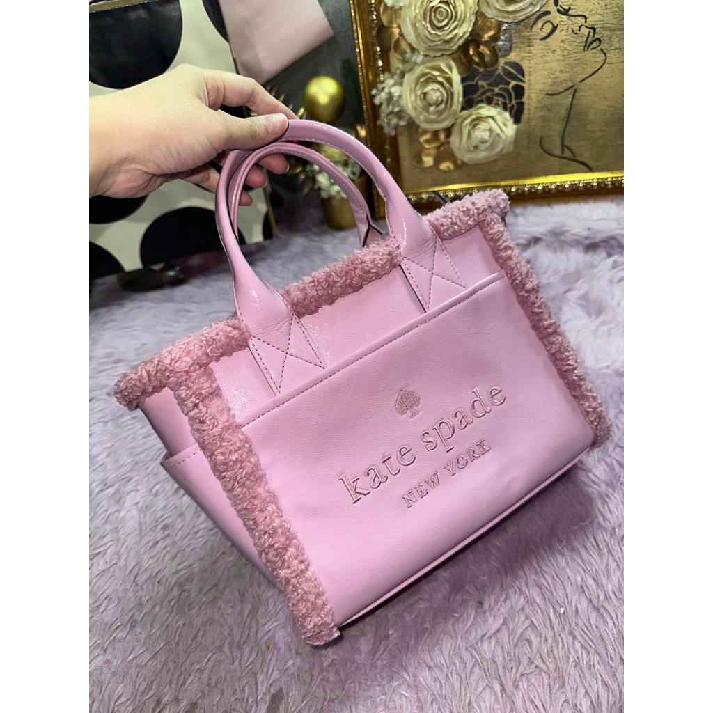 ORIG Preloved KS Jett Faux Shearling Small Pink Tote Bag