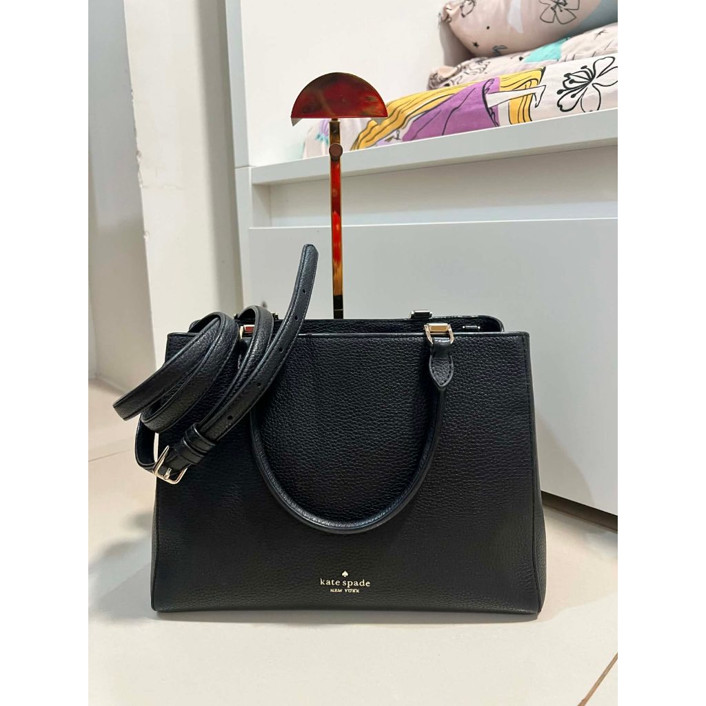 ORIG Preloved KS Leila Triple Compartment Satchel Crossbody Black Bag